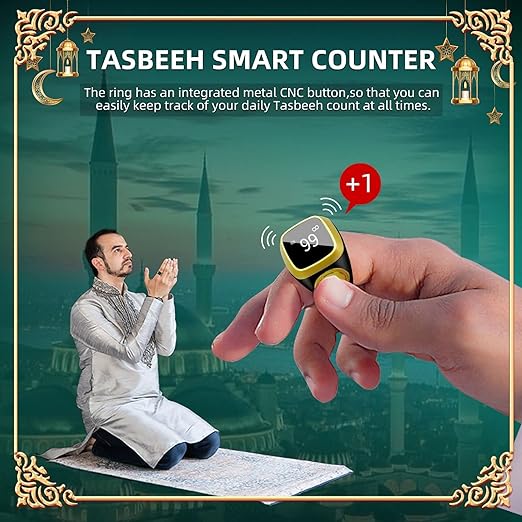 Qibla Ring Tasbih Counter Prayer Reminder