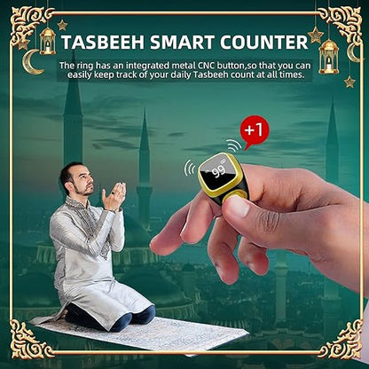 Qibla Ring Tasbih Counter Prayer Reminder