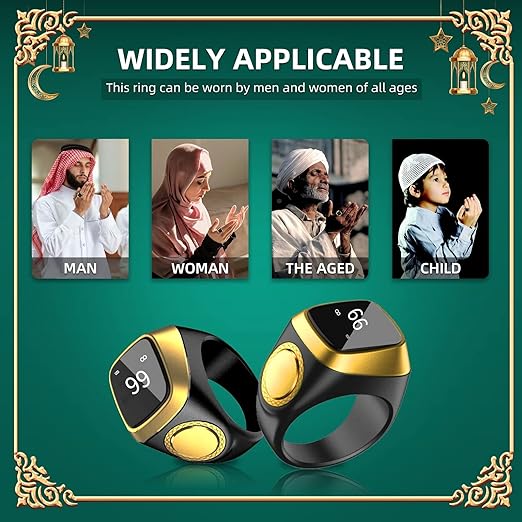 Qibla Ring Tasbih Counter Prayer Reminder